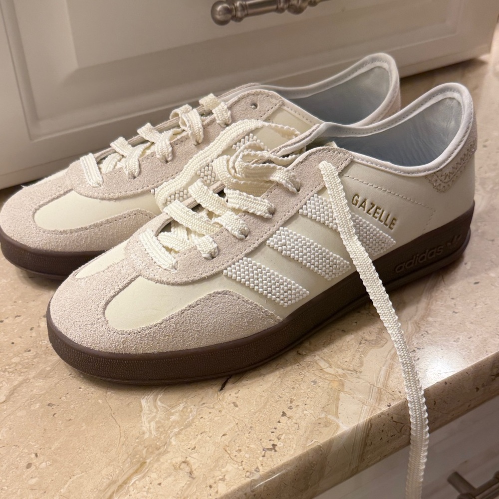 Adidas Gazelle Cream and Brown Shoes